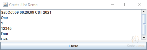 Swing JList Demo