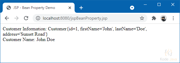 JSP Bean Property Demo