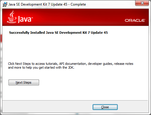 JDK Installation Completed