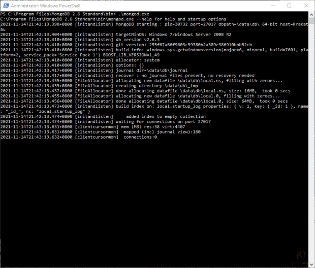 Running MongoDB mongod